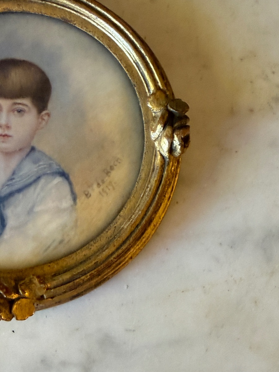 Miniature, portrait d'un jeune garçon daté 1919-photo-4