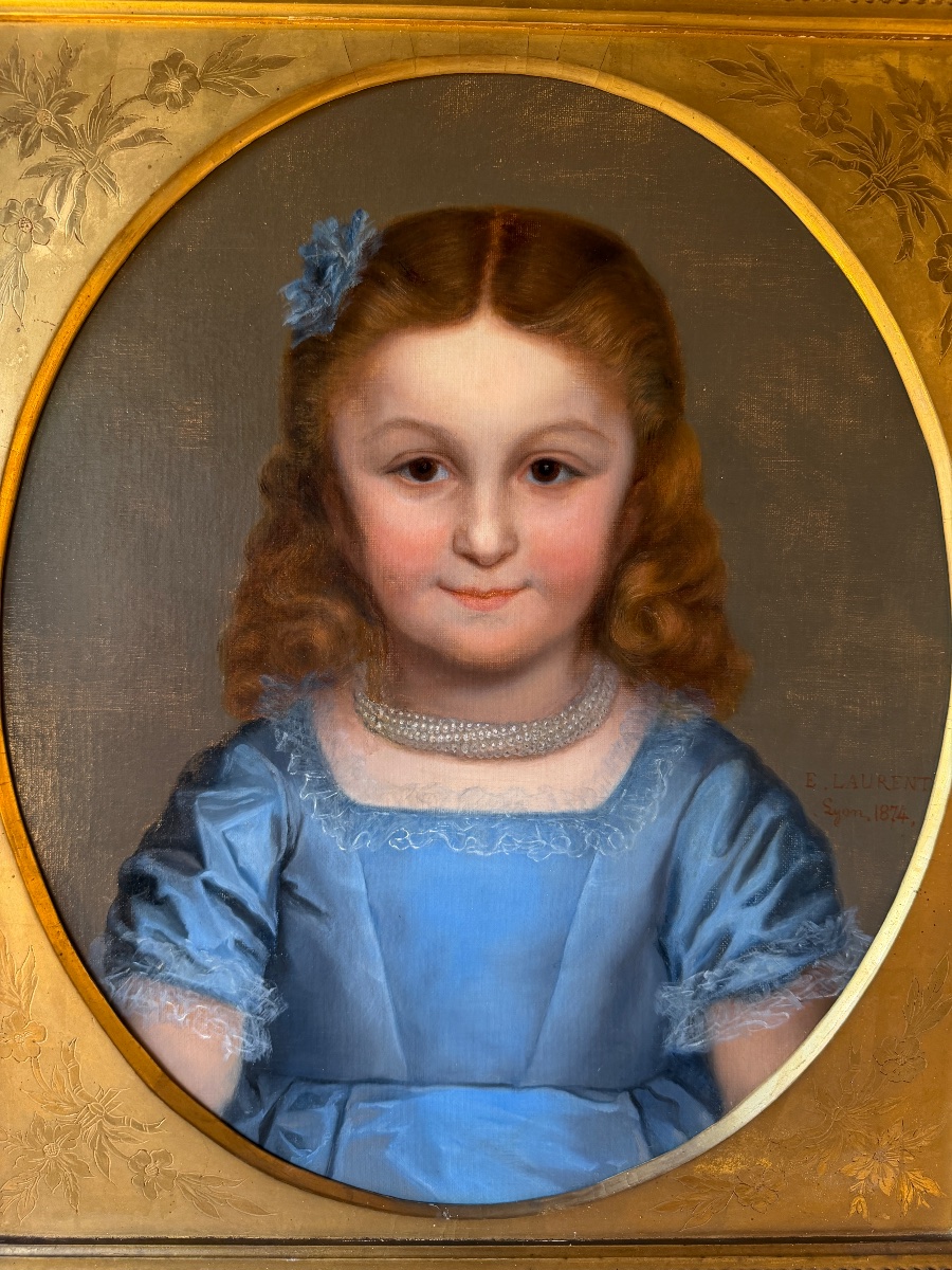 Portrait d'une petite fille daté 1874 de Elie-Joseph LAURENT-photo-2