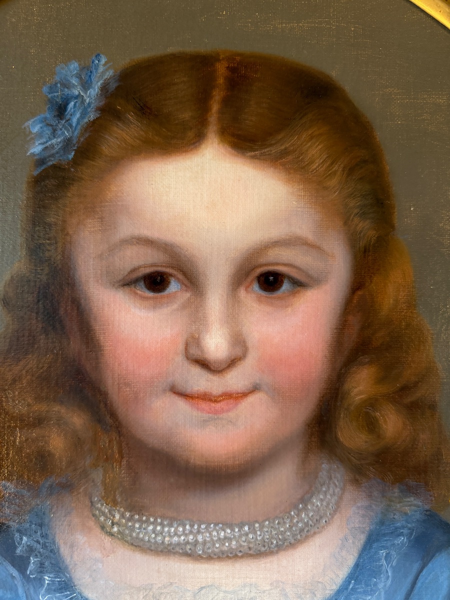 Portrait d'une petite fille daté 1874 de Elie-Joseph LAURENT-photo-3