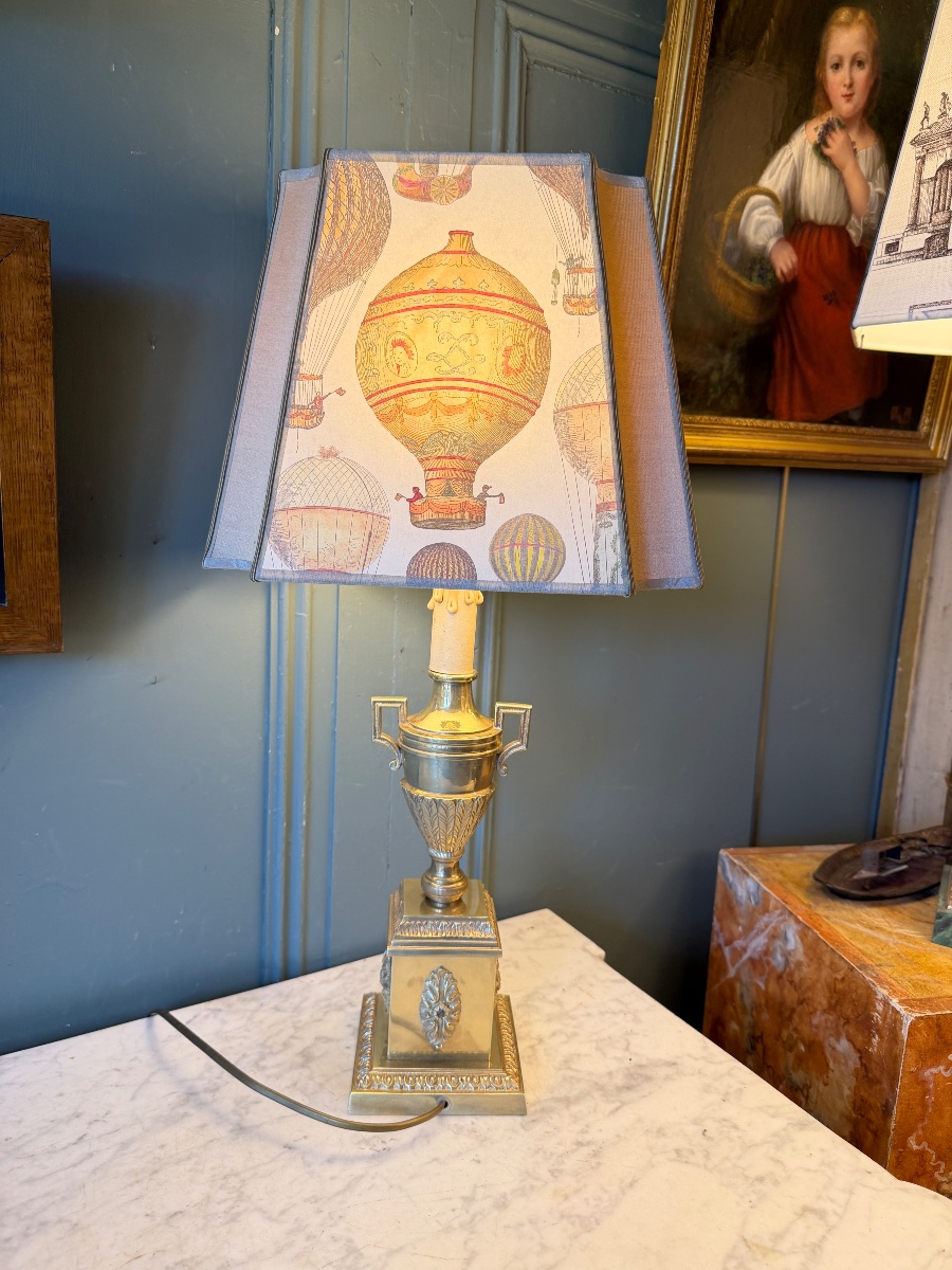 Bronze Bowl Lamp, Height 58.5 Cm-photo-3