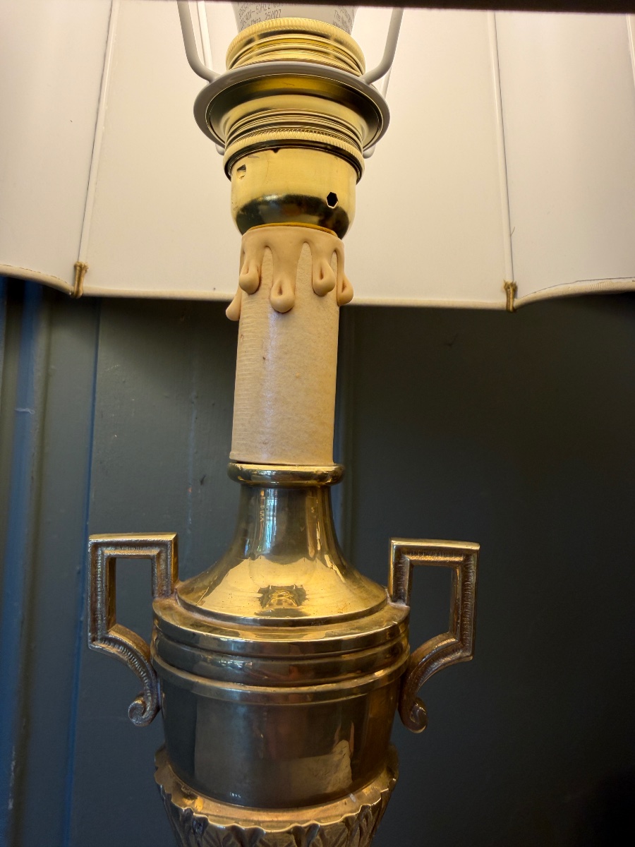 Bronze Bowl Lamp, Height 58.5 Cm-photo-3
