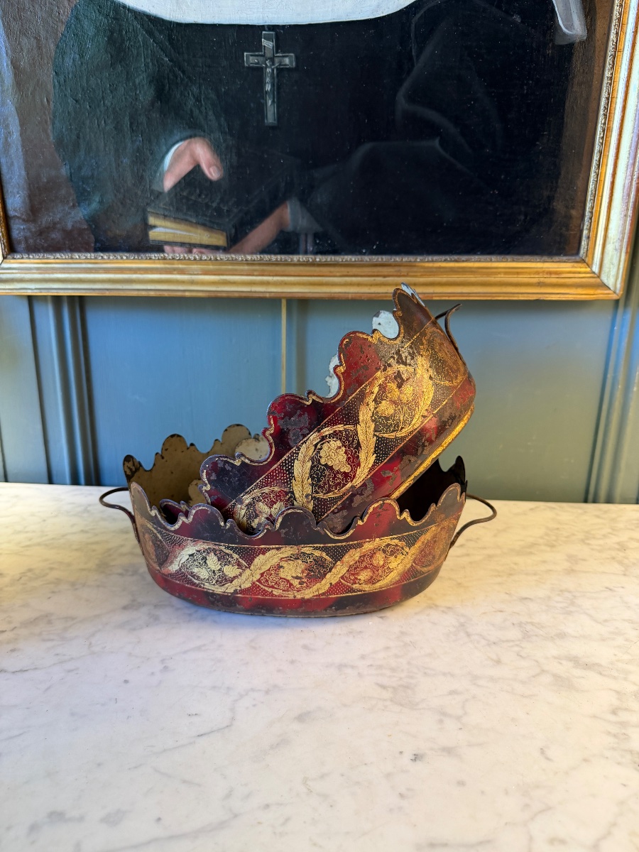Paire de verrières, rafraîchissoirs en tôle peinte-photo-2