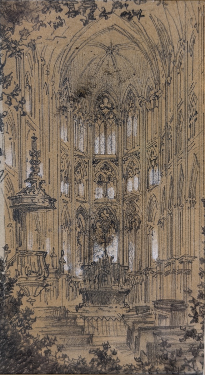Eglise de Saint-Sulpice-de-Favières, paire de dessins par Felix Thorigny-photo-1