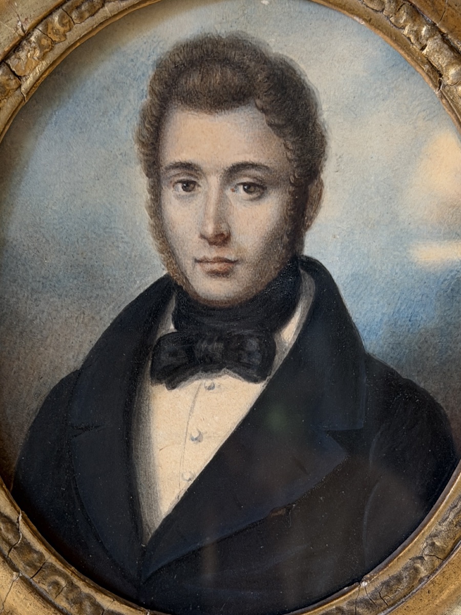 Portrait Of A Man, Large Miniature, Circa 1840-photo-2