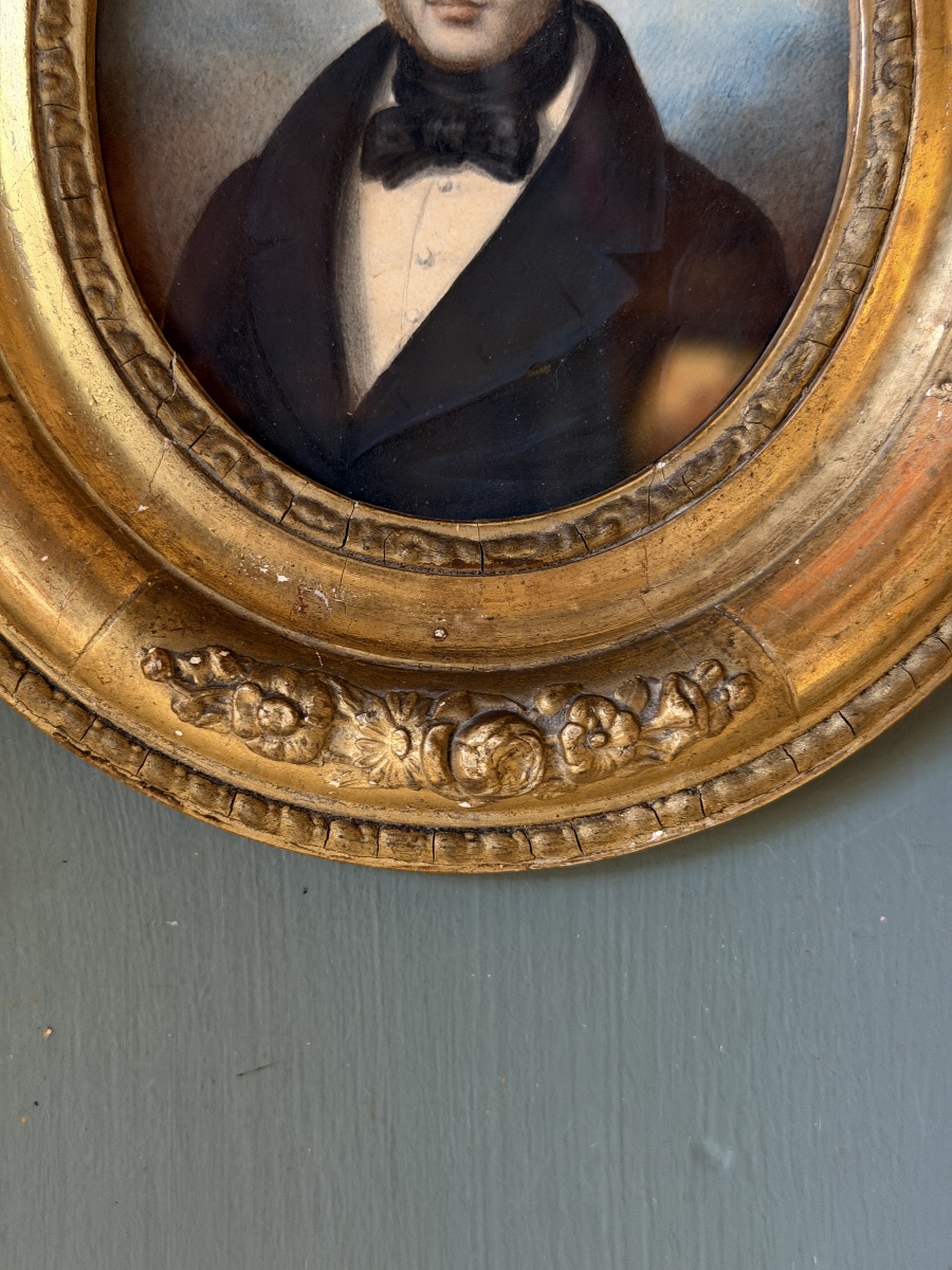 Portrait Of A Man, Large Miniature, Circa 1840-photo-2