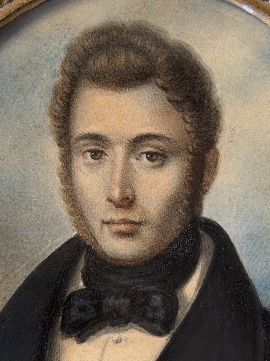 Portrait Of A Man, Large Miniature, Circa 1840-photo-3