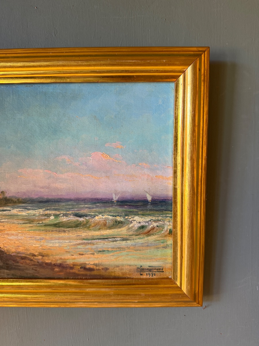 The Beach At Hyères In 1921 By Commarmond -photo-3