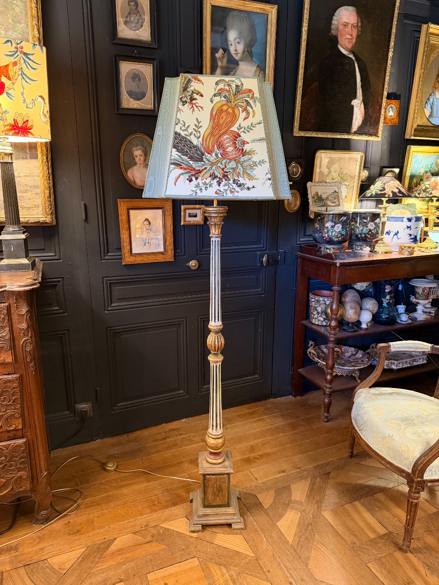 Lampadaire en bois peint, Hauteur 170 cm-photo-2