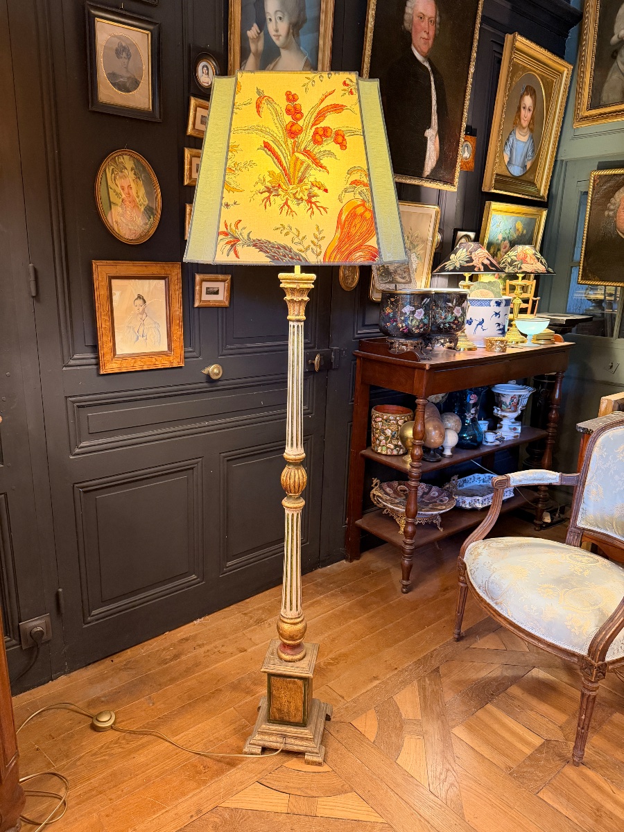 Lampadaire en bois peint, Hauteur 170 cm-photo-4