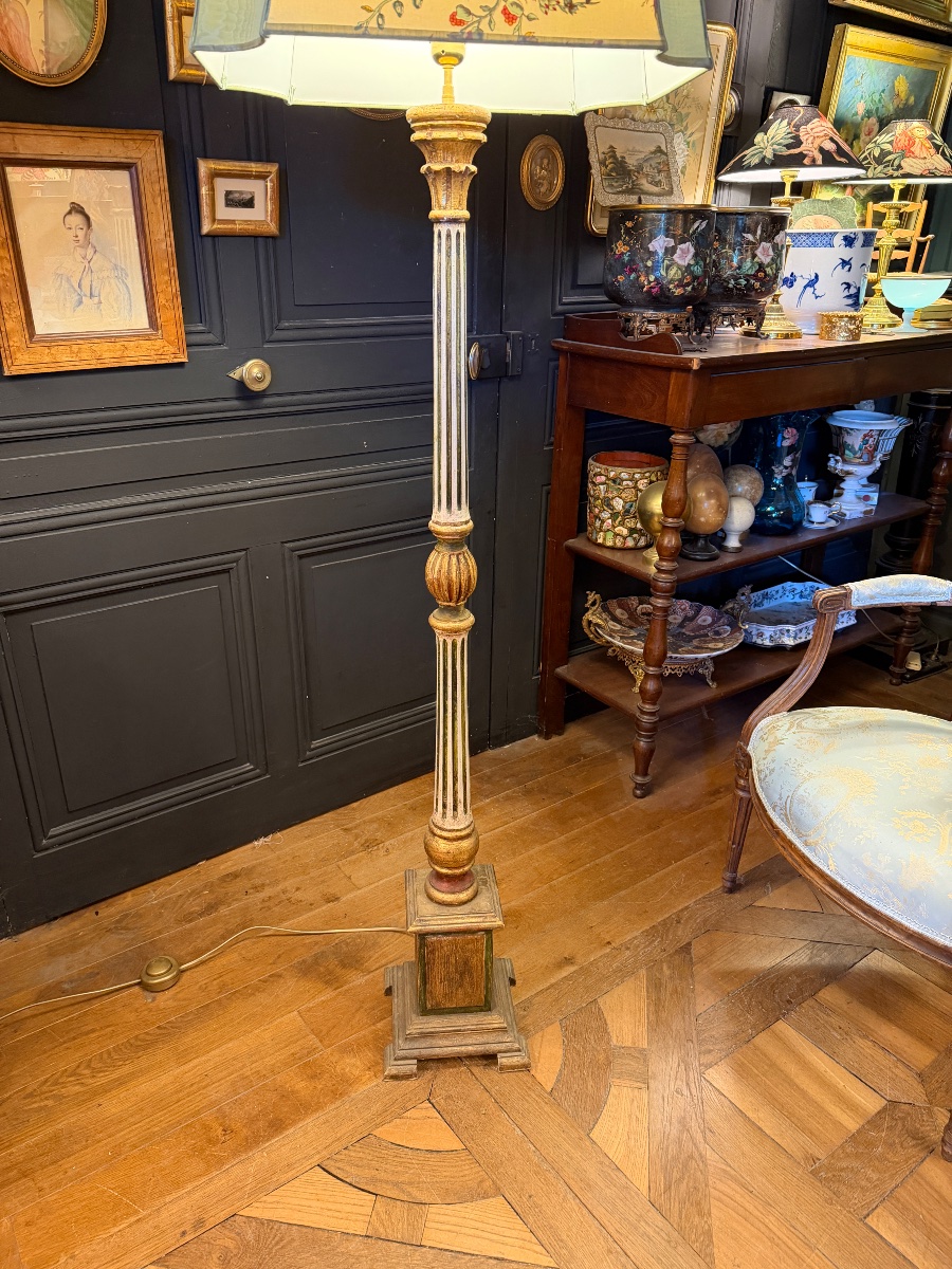 Lampadaire en bois peint, Hauteur 170 cm-photo-2
