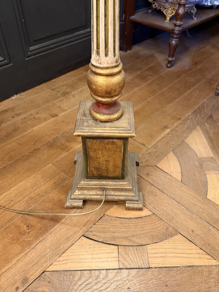 Lampadaire en bois peint, Hauteur 170 cm-photo-3