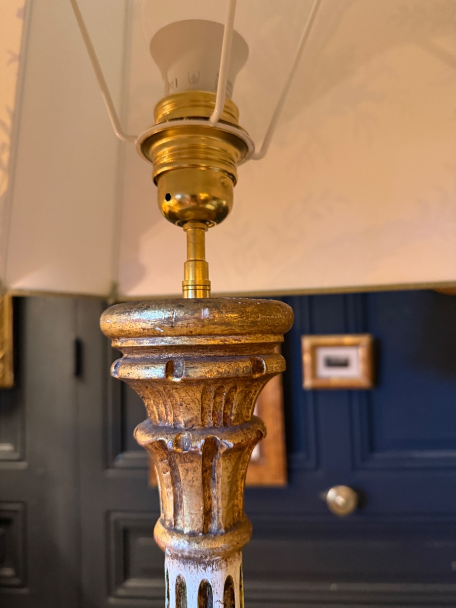 Lampadaire en bois peint, Hauteur 170 cm-photo-4