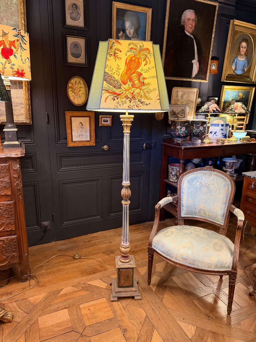 Lampadaire en bois peint, Hauteur 170 cm-photo-7
