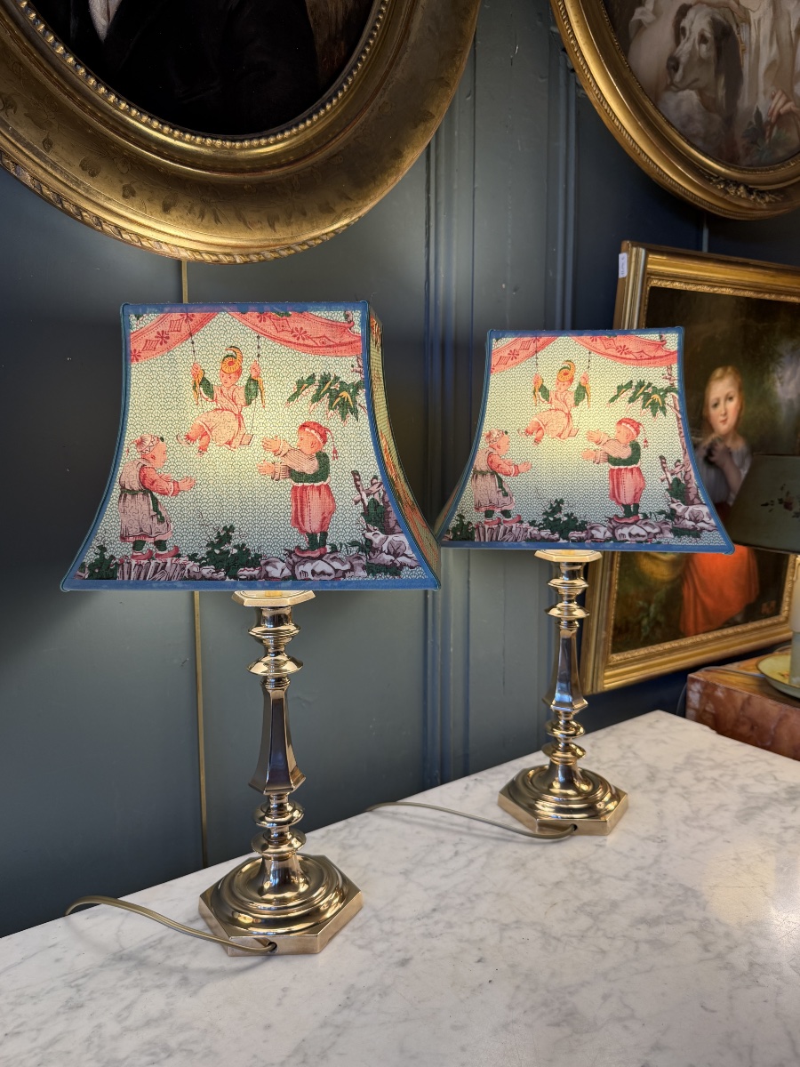 Pair Of Bronze Lamps, Height 46 Cm-photo-3
