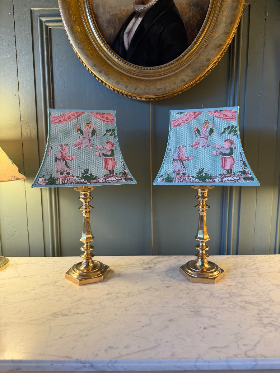 Pair Of Bronze Lamps, Height 46 Cm-photo-1