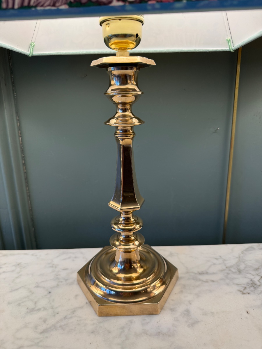 Pair Of Bronze Lamps, Height 46 Cm-photo-2