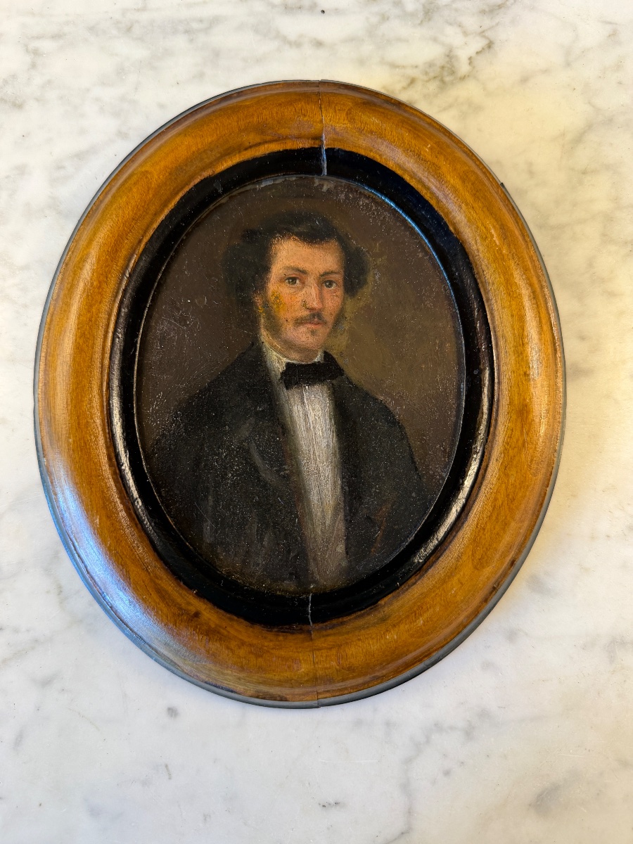 Petit portrait d'homme XIXème, 20,5 cm x 17 cm-photo-3