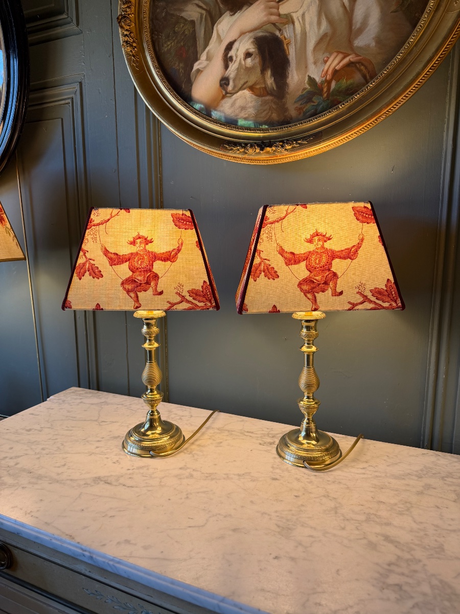 Pair Of 19th-century Bronze Lamps, Height 44 Cm-photo-4