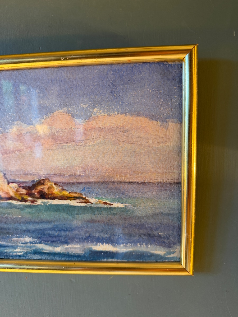 Bord de mer, aquarelle début XXème n°1-photo-3