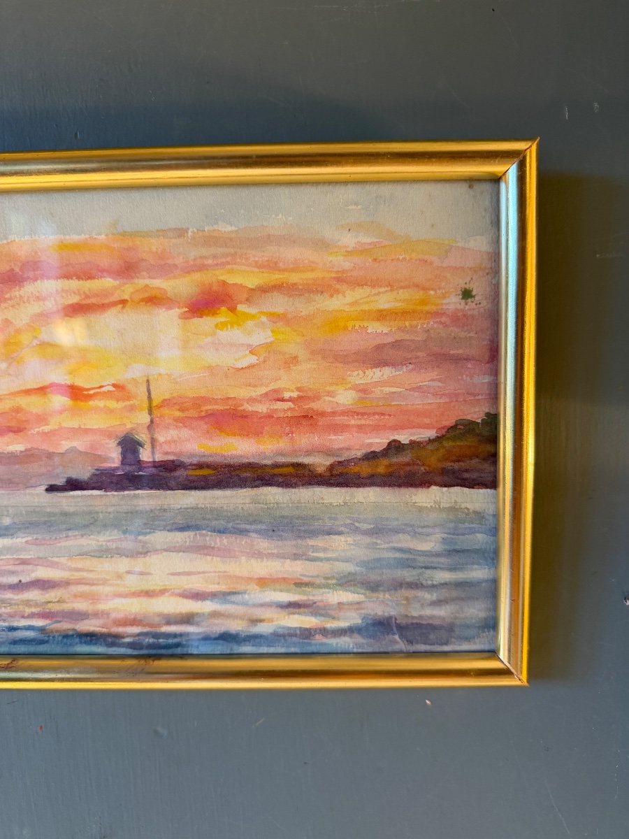 Bord de mer, aquarelle début XXème n°2-photo-3