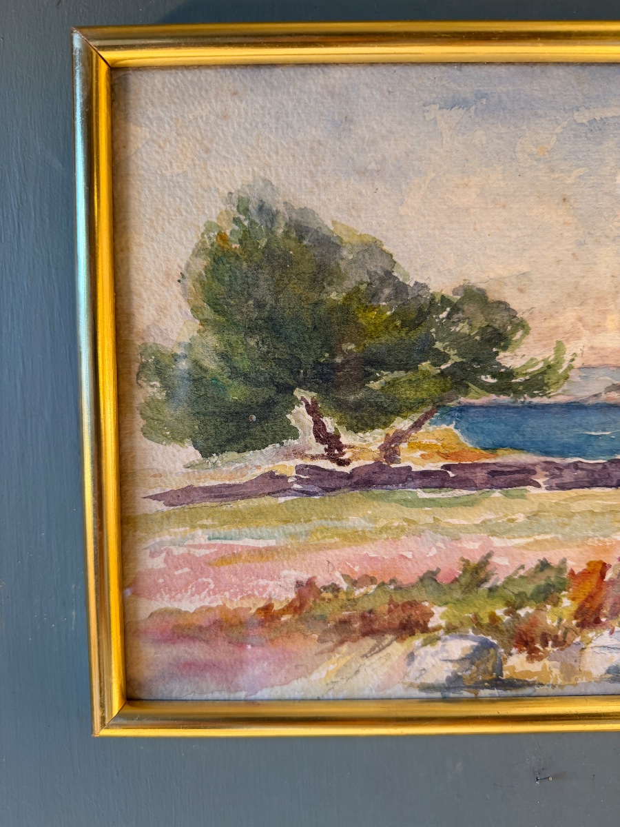 Seaside, Early 20th-century Watercolor No. 3-photo-2
