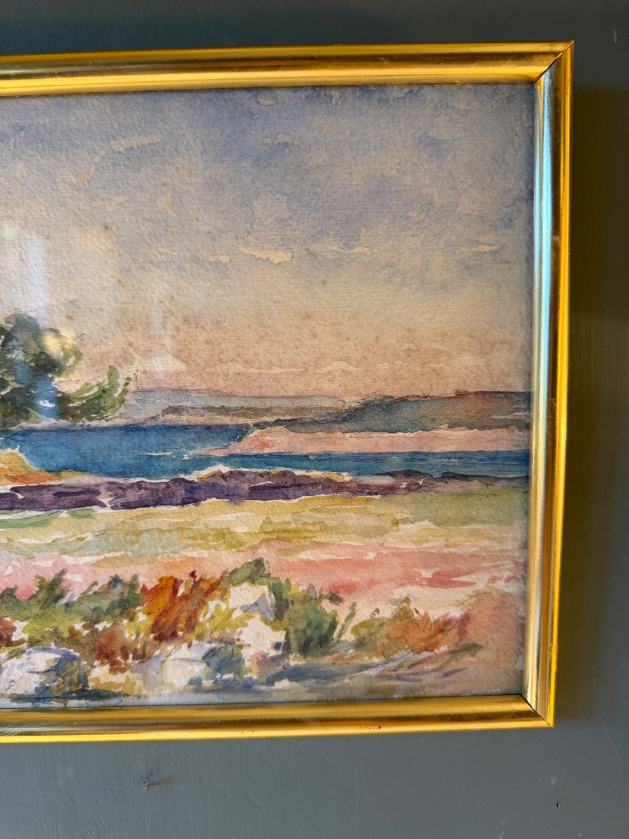 Seaside, Early 20th-century Watercolor No. 3-photo-3