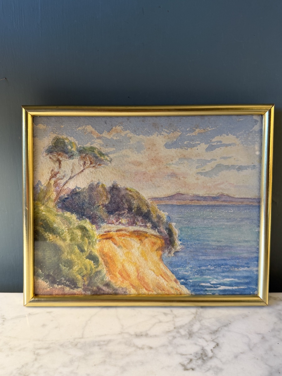 Bord de mer, aquarelle début XXème n°7-photo-4