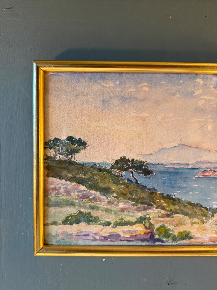 Seaside, Early 20th-century Watercolor No. 9-photo-2