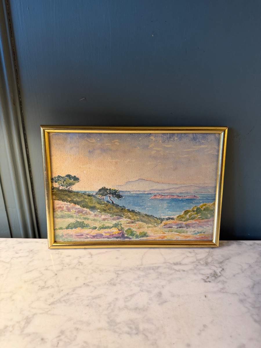 Seaside, Early 20th-century Watercolor No. 9-photo-4