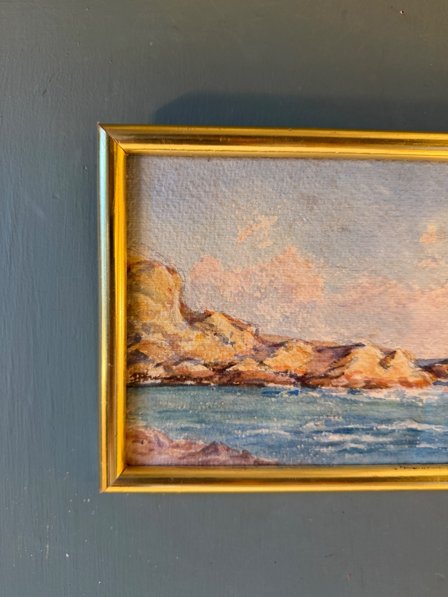 Seaside, Early 20th-century Watercolor No. 10-photo-2