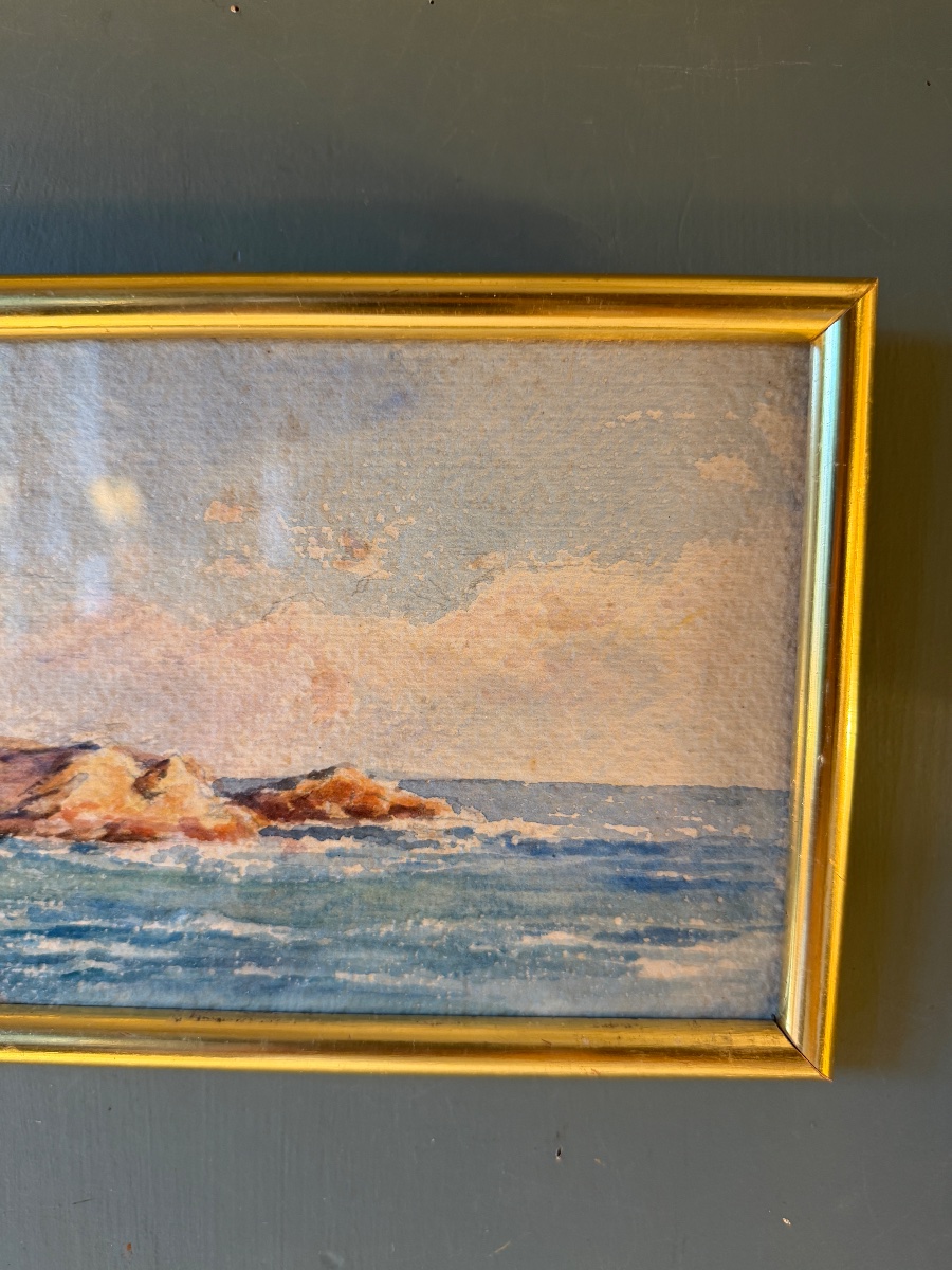 Seaside, Early 20th-century Watercolor No. 10-photo-3