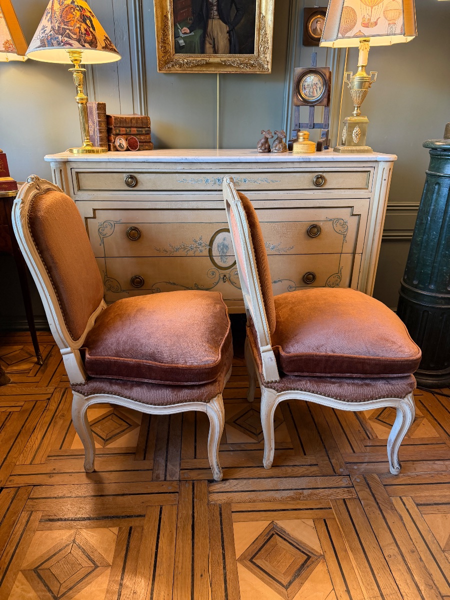 Pair Of Painted Wooden Armchairs-photo-2