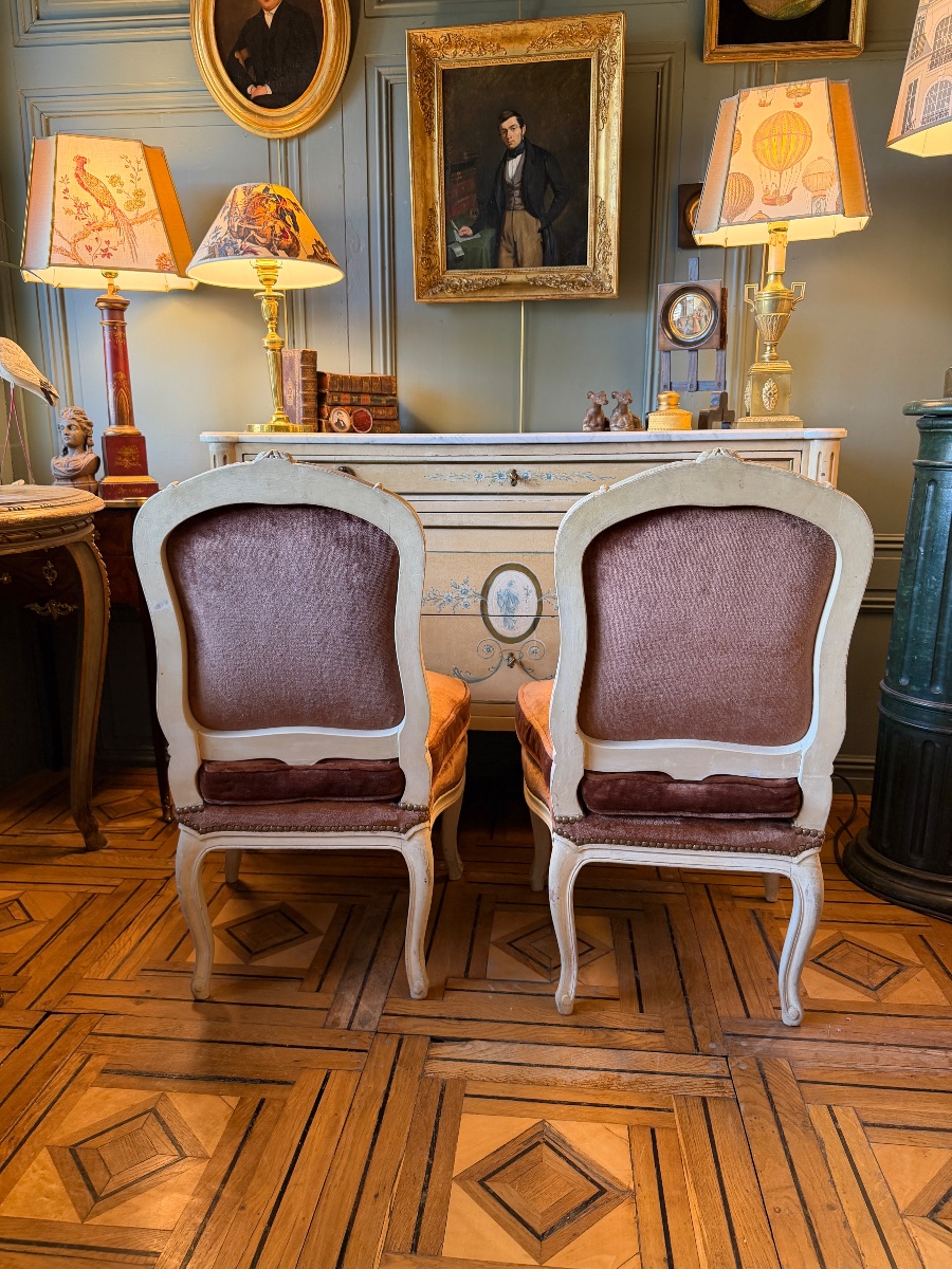 Pair Of Painted Wooden Armchairs-photo-3