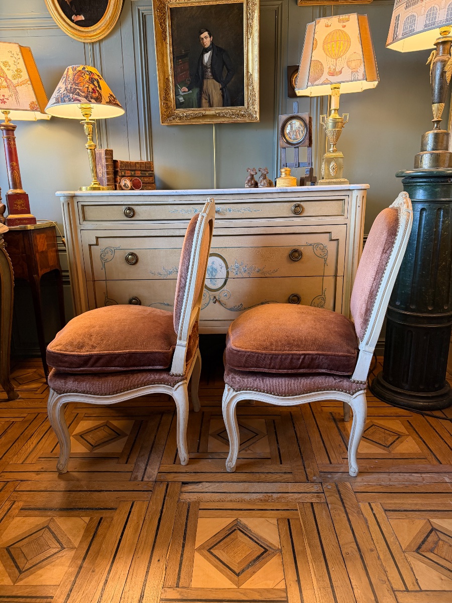 Pair Of Painted Wooden Armchairs-photo-4