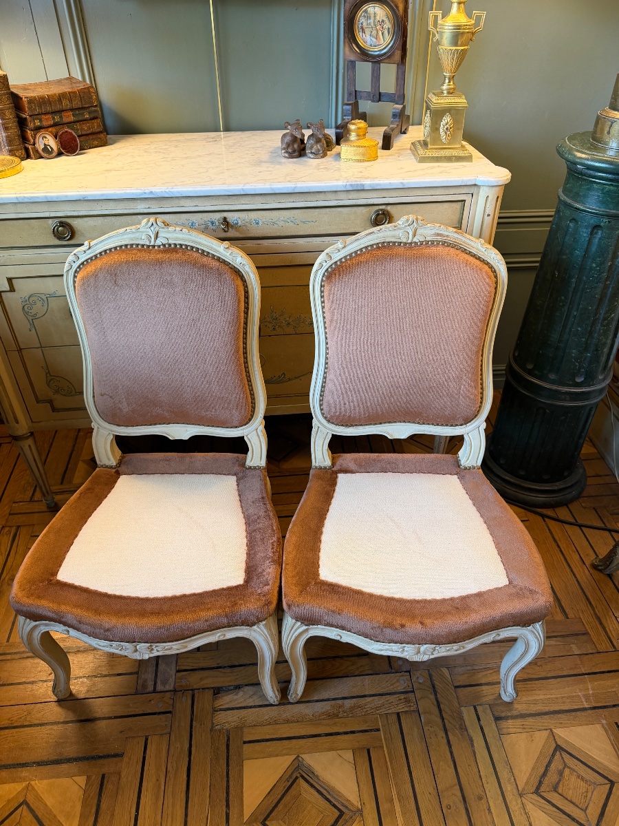 Pair Of Painted Wooden Armchairs-photo-4