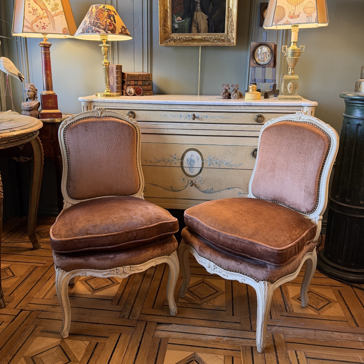 Pair Of Painted Wooden Armchairs