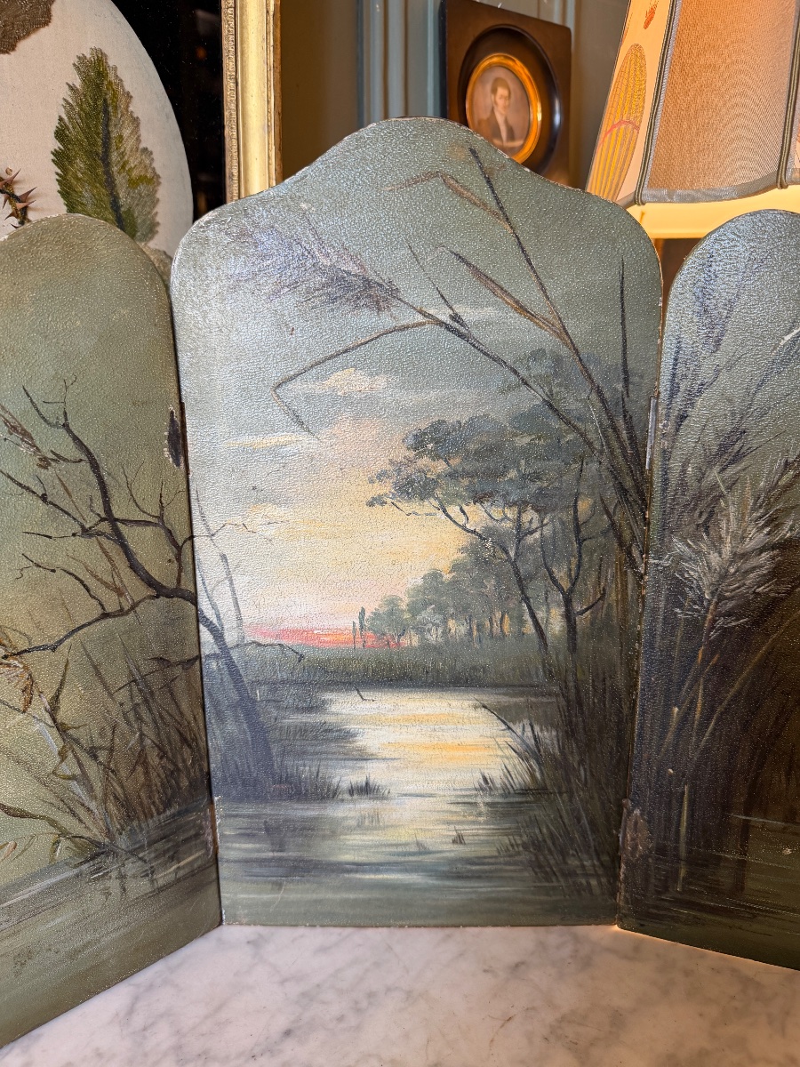 Early 20th-century Painted Sheet Metal Tabletop Screen-photo-3