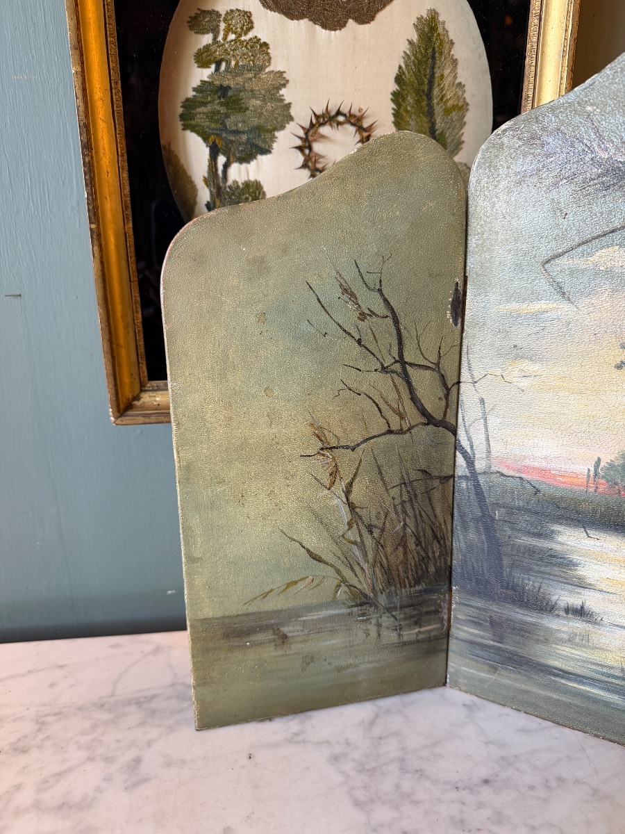 Early 20th-century Painted Sheet Metal Tabletop Screen-photo-4