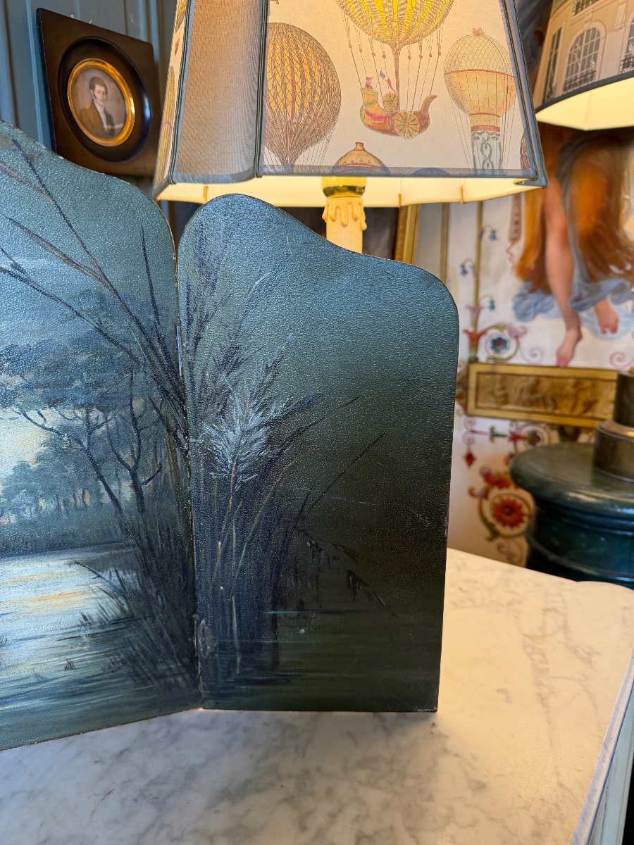 Early 20th-century Painted Sheet Metal Tabletop Screen-photo-1