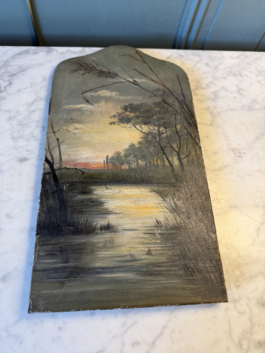 Early 20th-century Painted Sheet Metal Tabletop Screen-photo-3