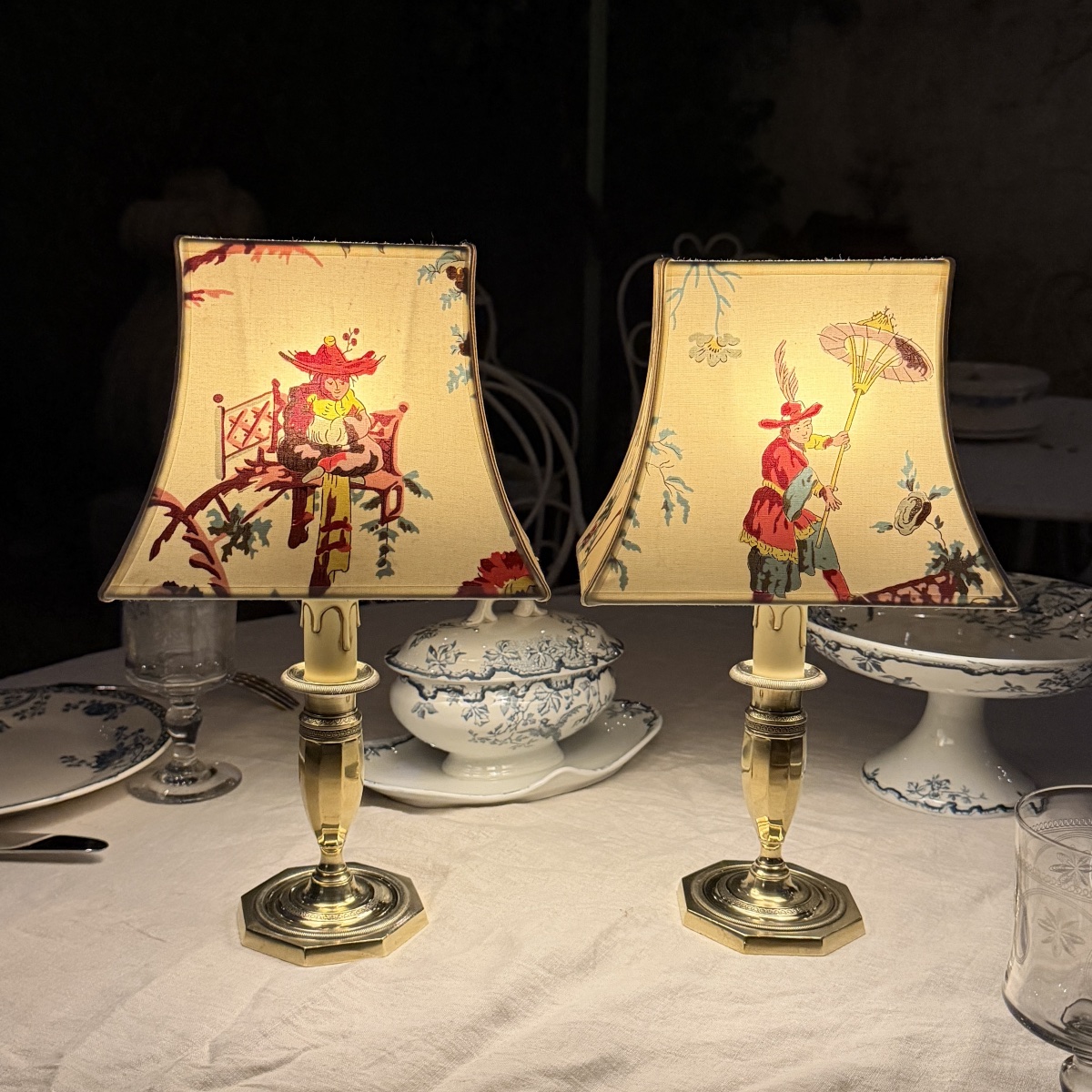 Pair Of Cordless Lamps, Height 34.5 Cm
