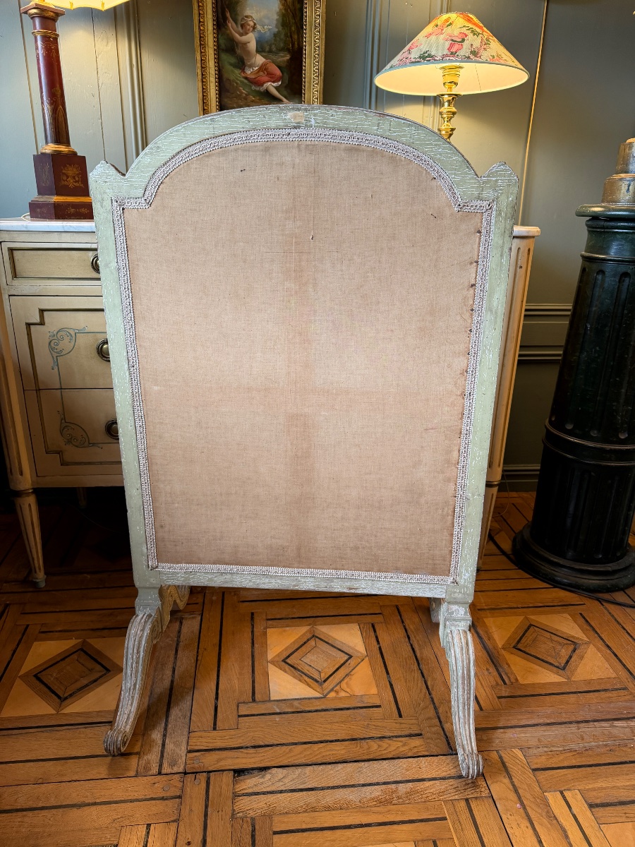 19th-century Painted Canvas Fireplace Screen-photo-6