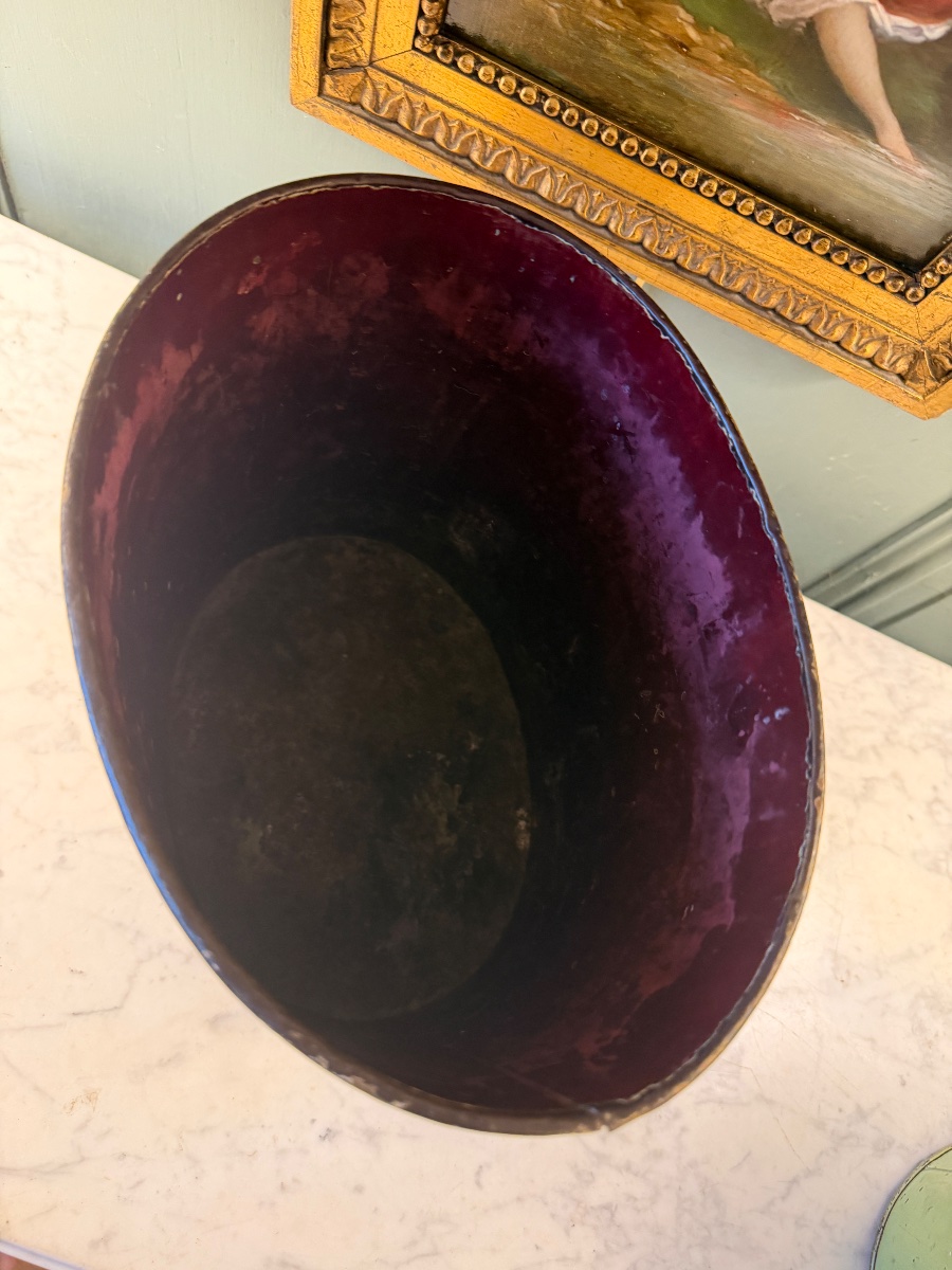 Corbeille en tôle peinte XIXème, Hauteur 25,5 cm-photo-3