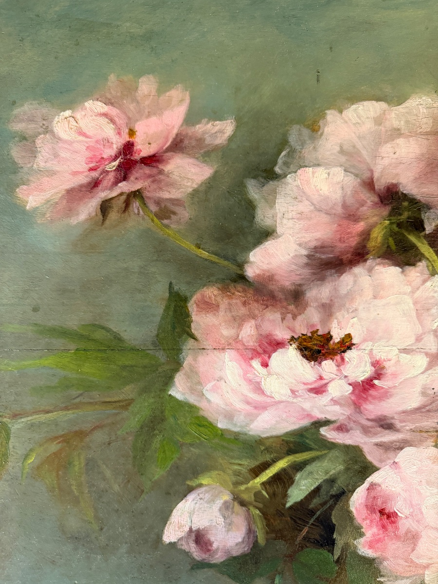 Large Decorative Wood Panel, Peonies.-photo-3