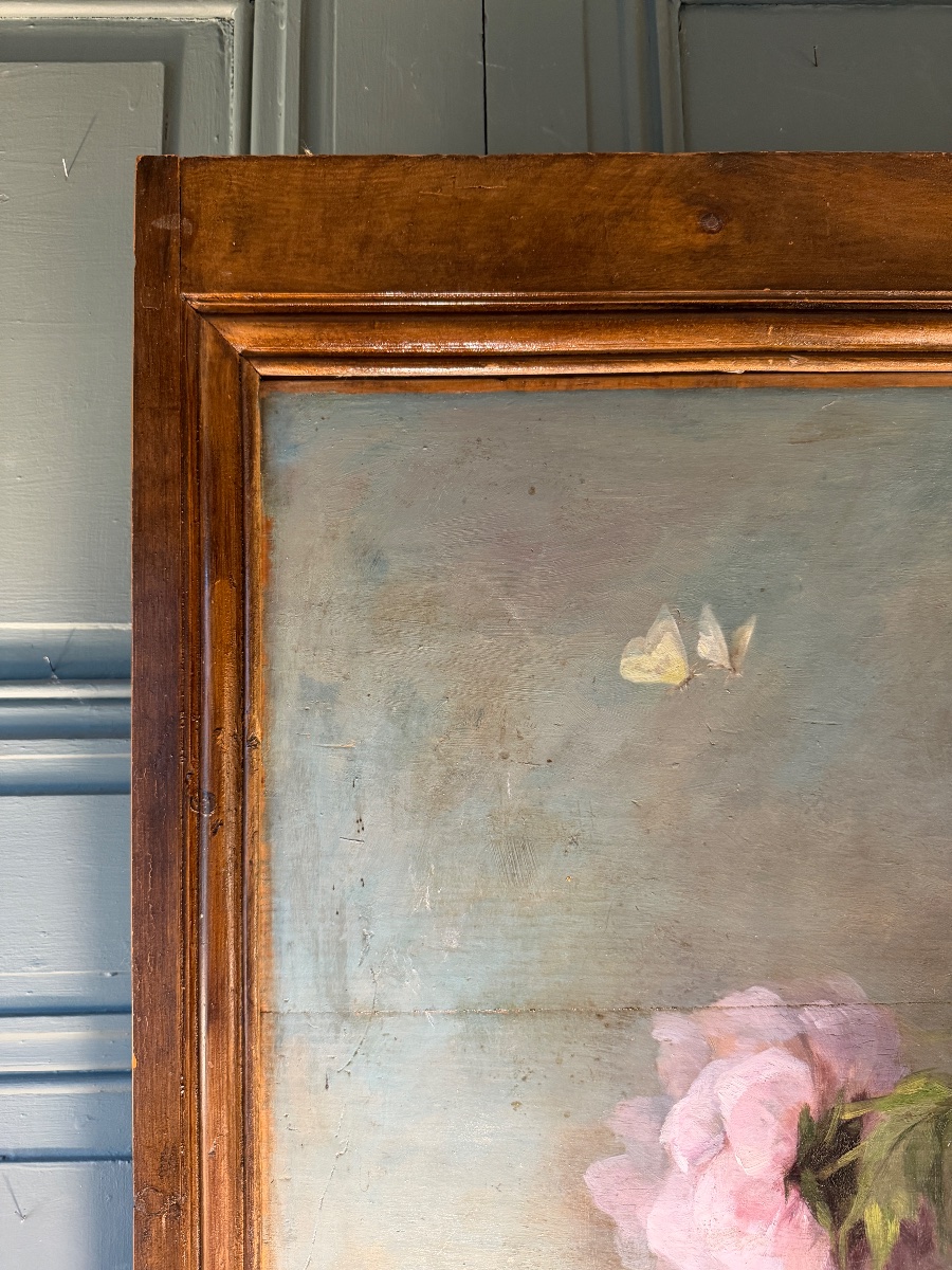Large Decorative Wood Panel, Peonies.-photo-2