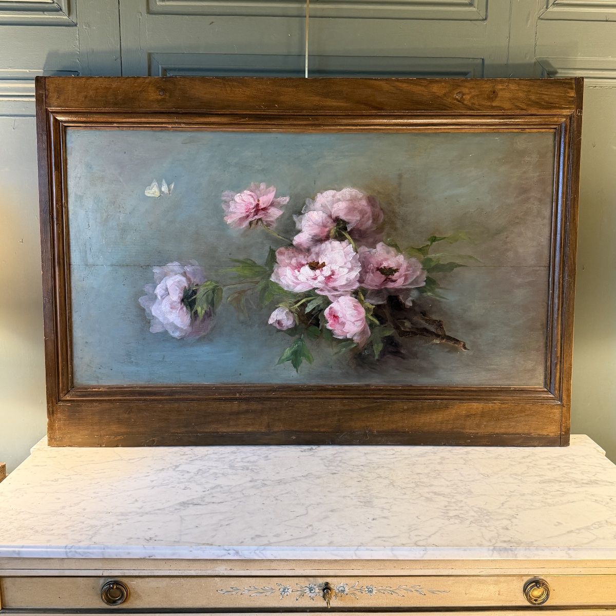 Large Decorative Wood Panel, Peonies.