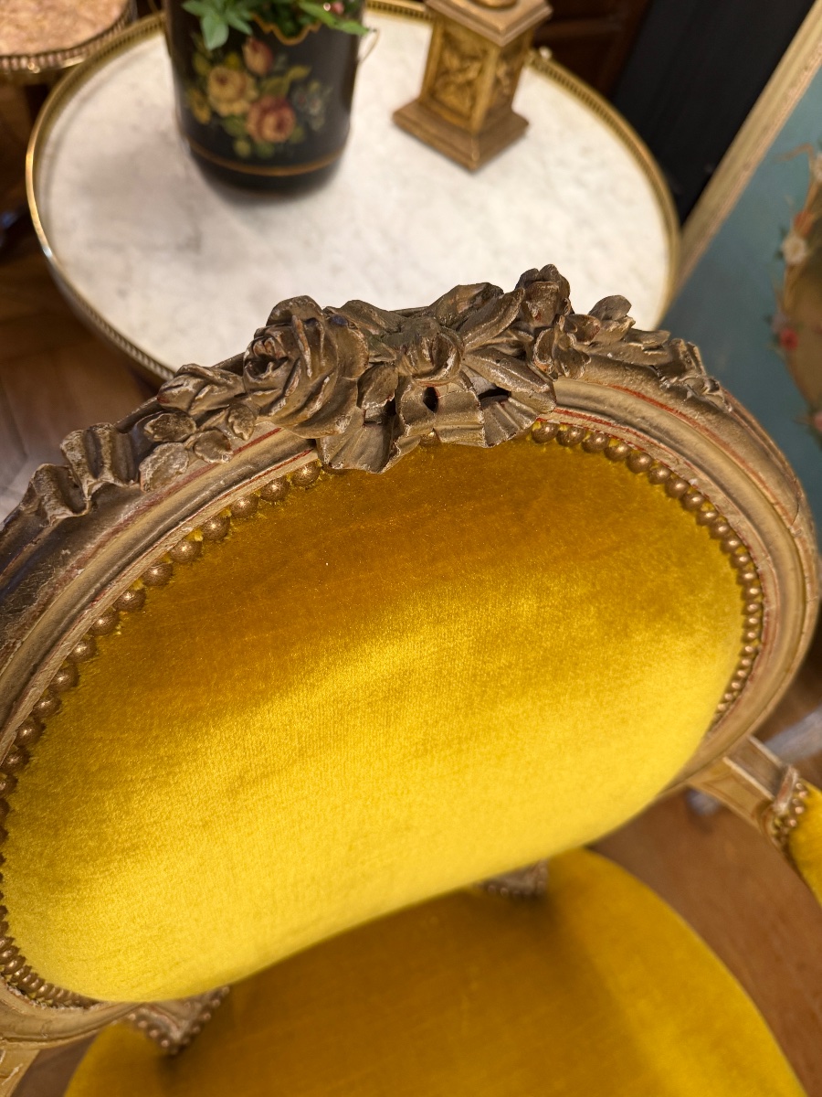 Paire de fauteuils cabriolets en bois peint-photo-4