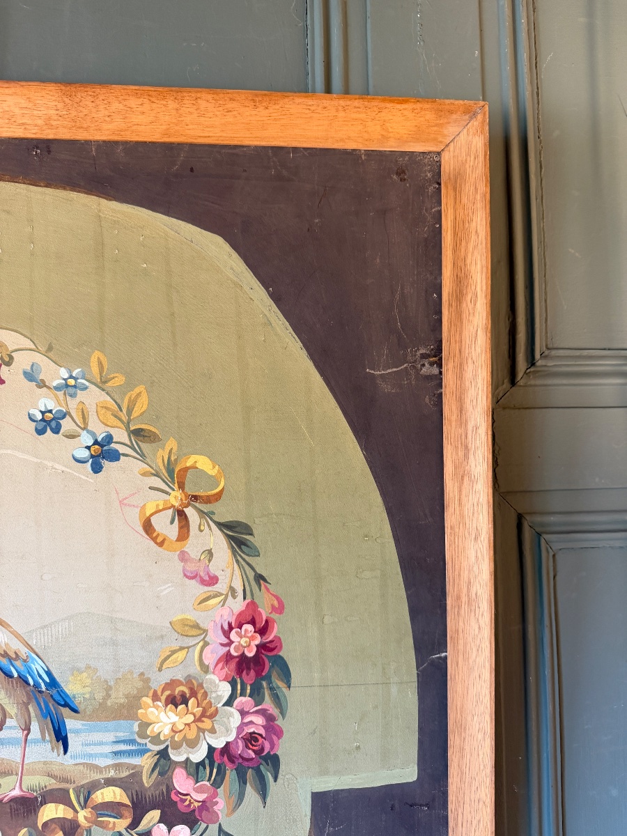 Aubusson Tapestry Design, "the Fox And The Stork," Based On La Fontaine's Fables-photo-2