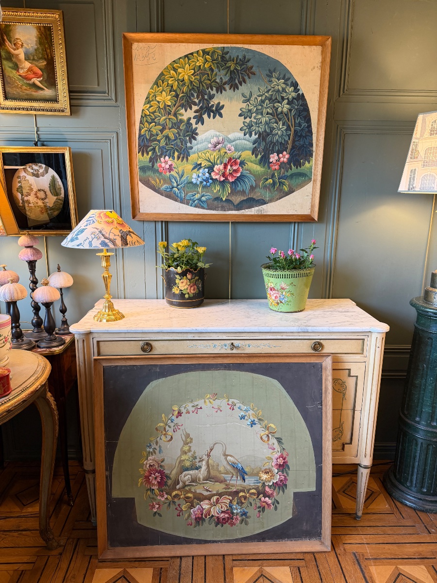 Aubusson Tapestry Design, "the Fox And The Stork," Based On La Fontaine's Fables-photo-7