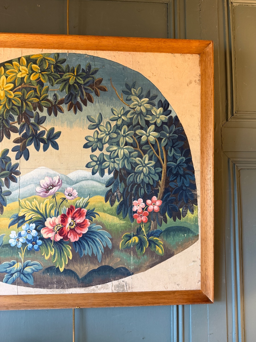 Carton de tapisserie d'Aubusson, Paysage champêtre XIXème-photo-3
